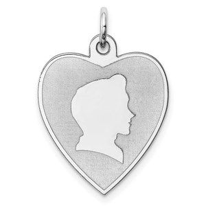 Million Charms Sterling Silver Rhodium-plated Engraveable Boy Disc Charm